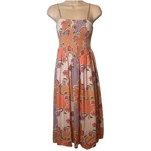 Patrons of Peace Patchwork Dress Smocked Sundress Size Small Boho Festival Beach